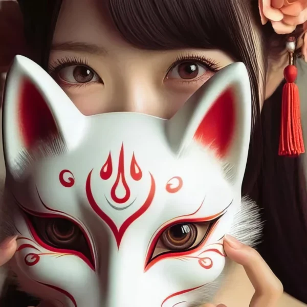 Masque Japonais - Style Kitsune Traditionnel 🎭