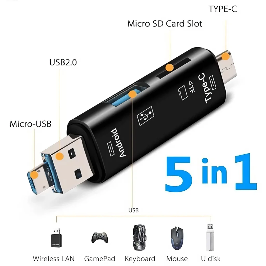 Adaptateur 5en1 Lecteur de Cartes