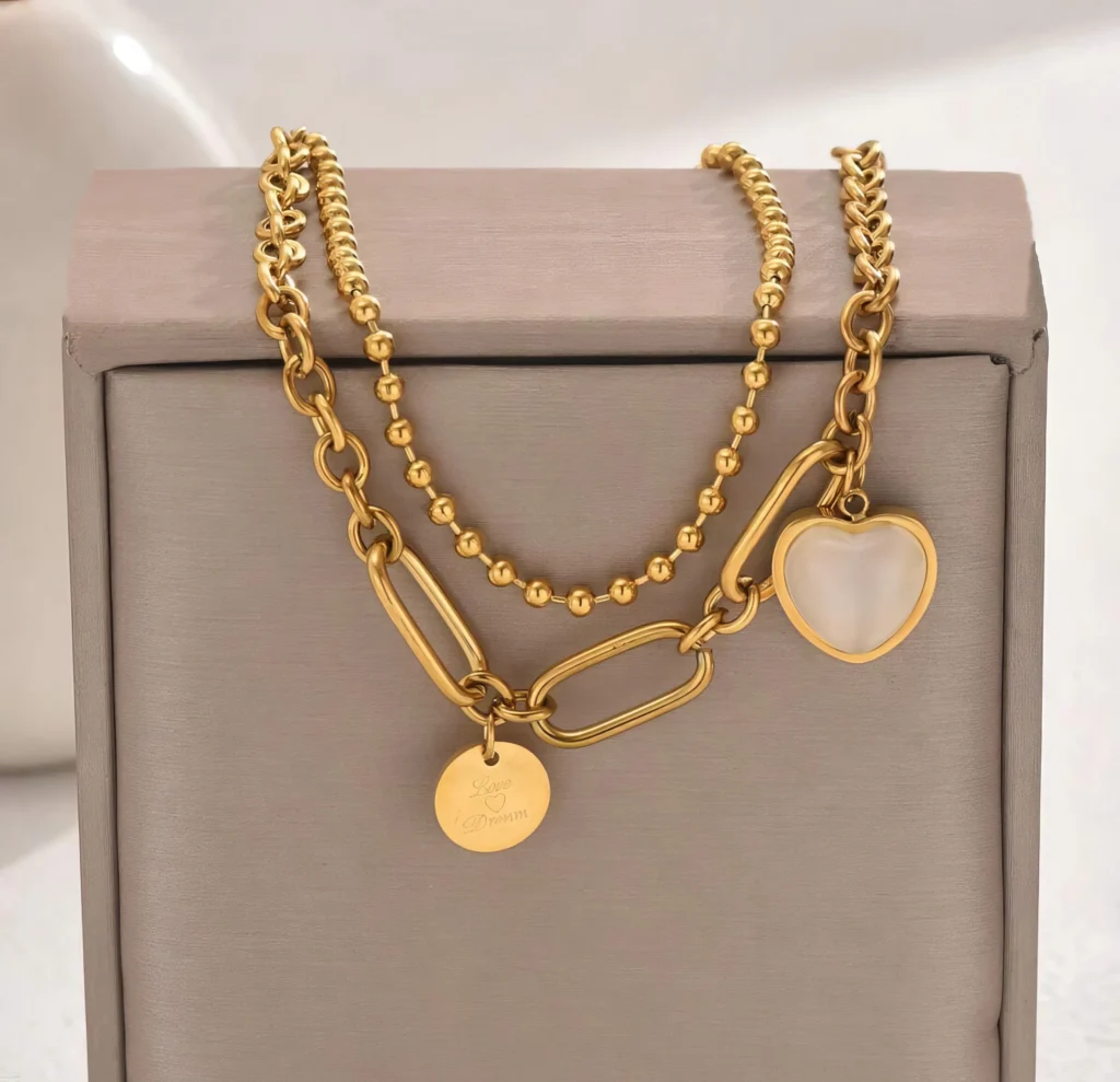 Bracelet Pendentif Cœur et Perles 💎 – Image 2