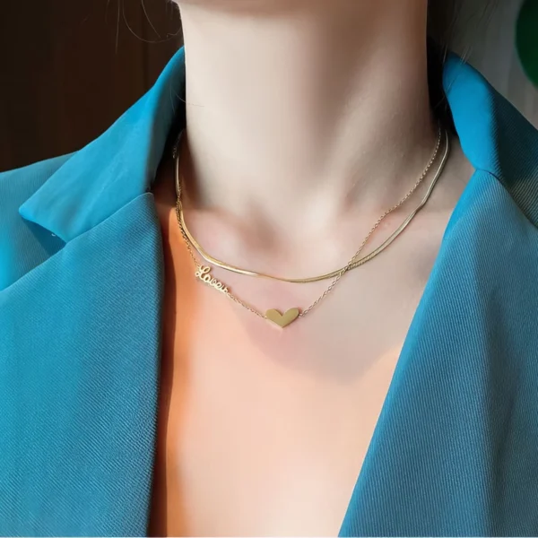 Collier Superposé Cœur & Love 💖
