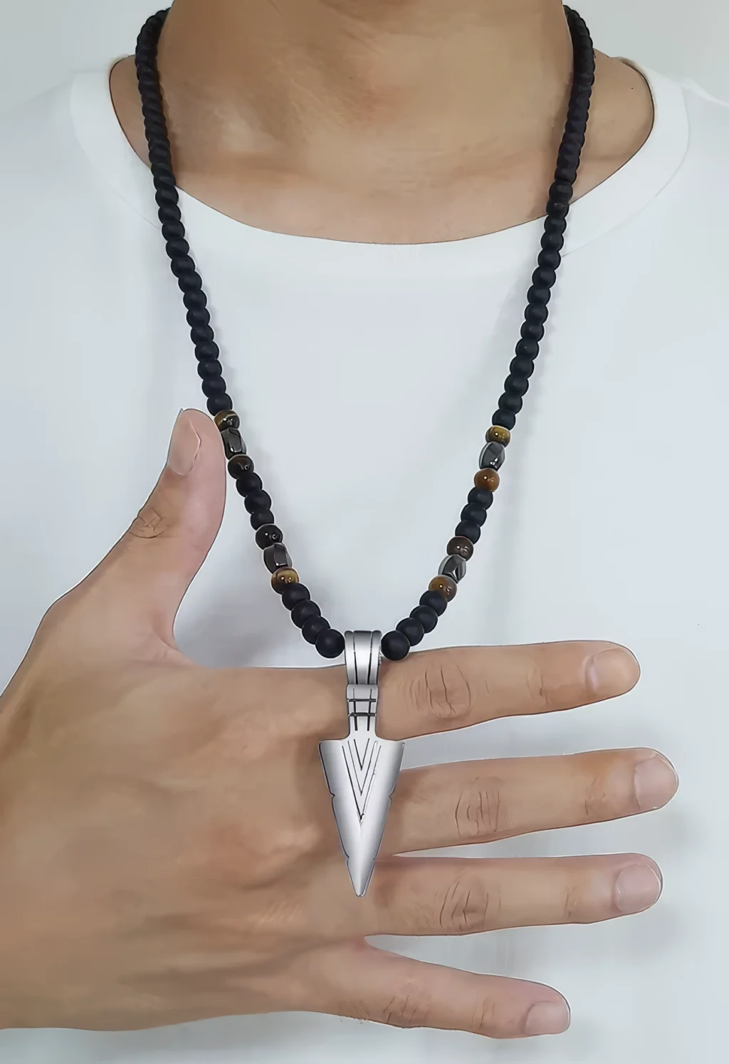 Collier Homme - Flèche Tribale & Perles